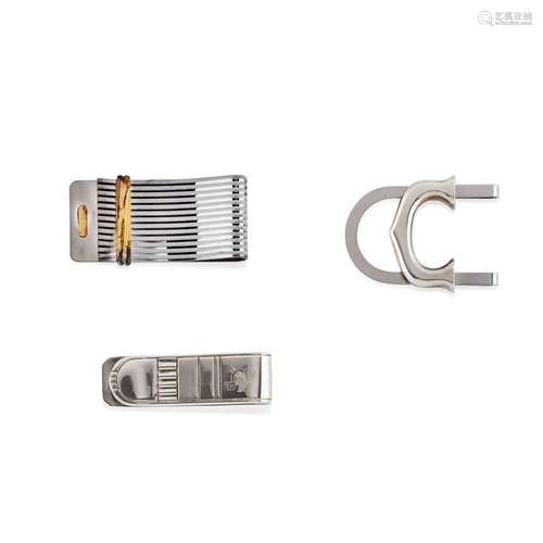 Cartier, Vezzosi - Three silver and silver plated money clip...