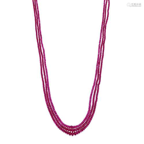 A 18K yellow gold and ruby necklace