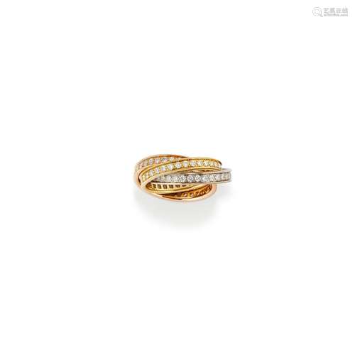 Cartier - A 18K tricolor gold and diamond ring, "Trinit...