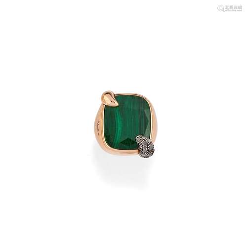 Pomellato - A 18K yellow gold, black diamond and malachite r...