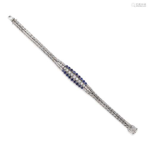 A 18K white gold, diamond and sapphire bracelet