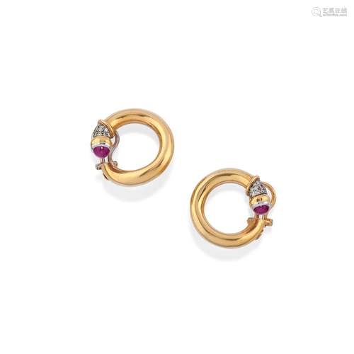 Chimento - A 18K white gold, ruby and diamond earrings, Chim...