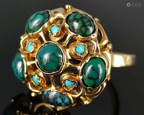Turquoise ring set with 6 large and 5 small turquo…