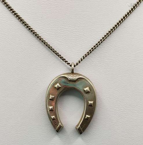 Horseshoe necklace, double sided horseshoe pendant…