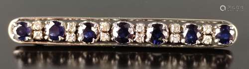 Sapphire diamond baton brooch set with 7 sapphires…