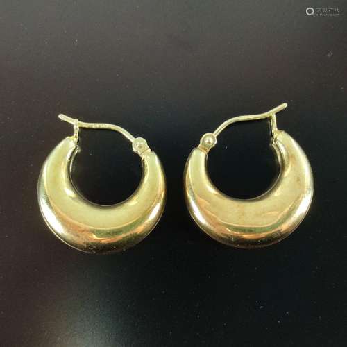 Pair of hoop earrings, crescent shape, 585/14K yel…