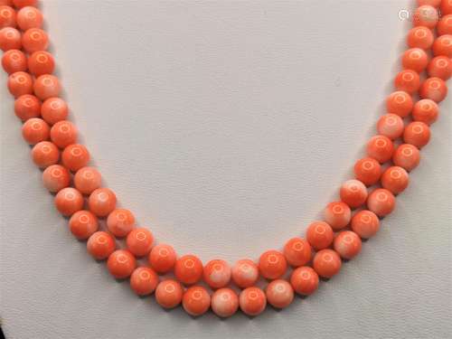 Coral necklace, double row, consisting of two stra…