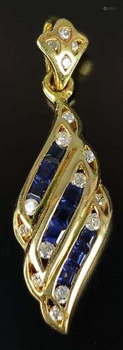 Pendant with sapphires and diamonds, 9 sapphire ca…