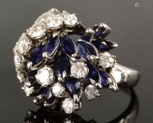 Exclusive sapphire diamond ring set with 26 brilli…