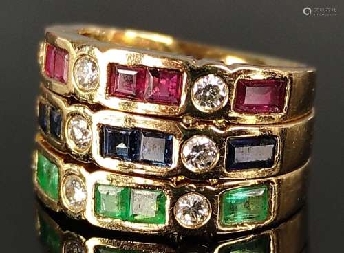 Wide ring, with sapphires, rubies, emeralds and ni…