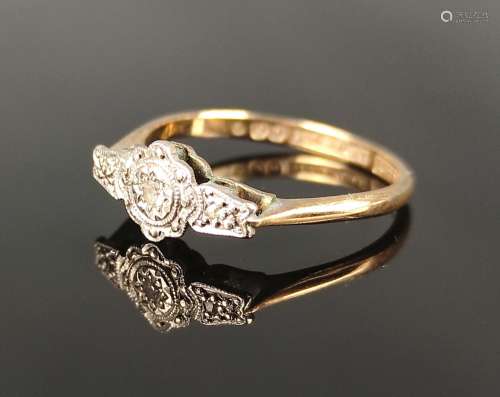 Antique diamond ring set with three diamond roses,…