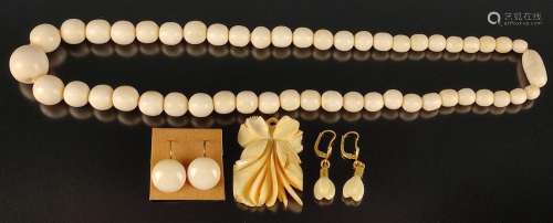 mixed lot ivory jewelry, 6 pieces, consisting of a…