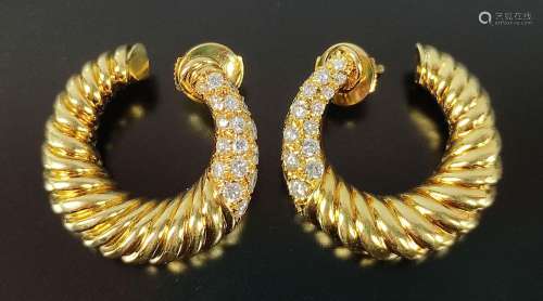Pair of stud earrings, creoles set with diamonds, …