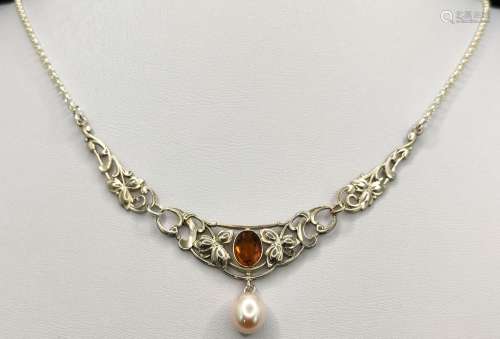 Floral necklace, art nouveau, three-piece middle p…