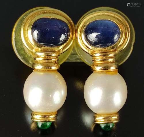Exceptional vintage earrings, plug with pearls, ca…