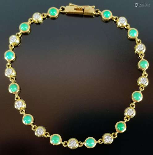 Turquoise diamond bracelet, 12 round set turquoise…