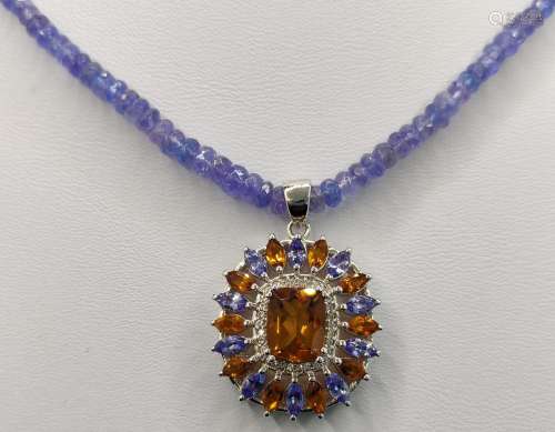 Tanzanite necklace with tanzanite-citrine pendant,…