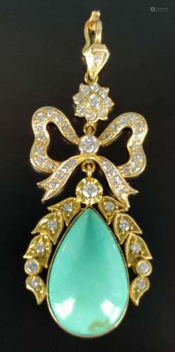 Unique necklace pendant with large turquoise drop …