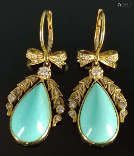 Extravagant earrings, pendant with large turquoise…