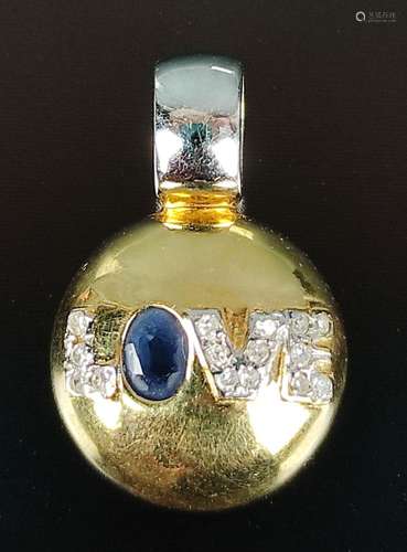 Pendant with inscription "LOVE", with one sapphire...