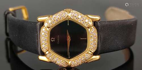 Lady's wristwatch, Omega, hexagonal bezel, set wit…