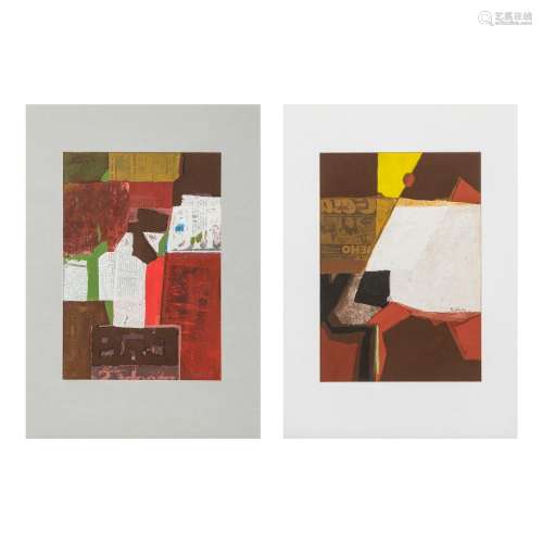 REICHLE, PAUL (1900-1981), 2 Abstrakte Kompositionen mit Tex...