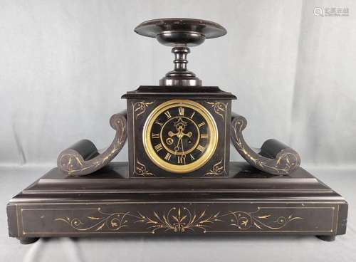 Fireplace clock, centered with superstructure as a…