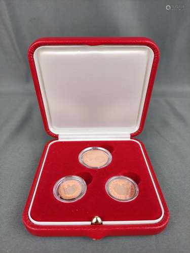 Monaco coin set, 2005, 5cent, 2cent and 1cent, lim…