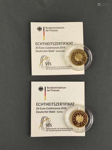 2 Gold coins, 20 Euro, "German Forest", limited ed...