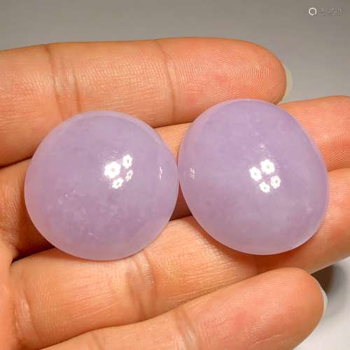 冰种紫罗兰蛋面（一對）