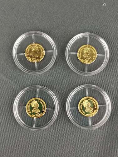 Lot of 4 small gold coins, consisting of 4x1 Dolla…