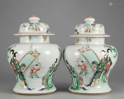 Pair Famille Verte Garnitures Qing Dyn.