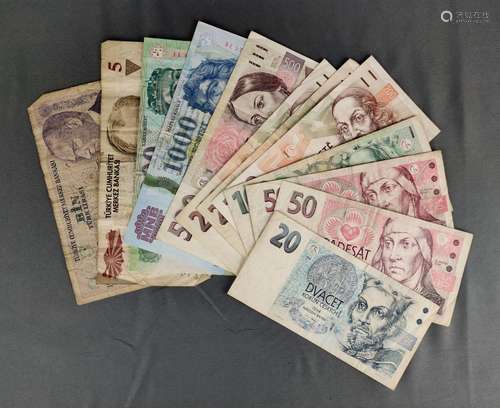 Banknote Lot, Czech Republic, Turkey, Hungary, 12 …