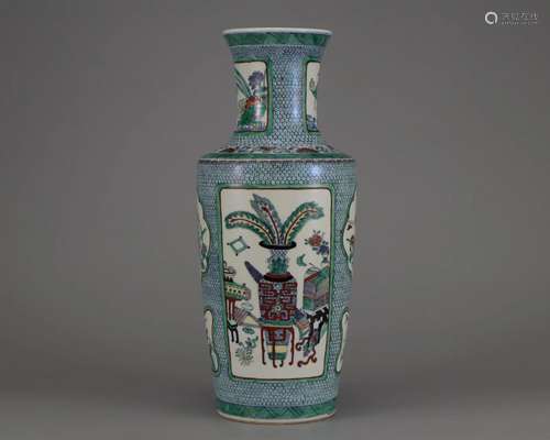 A Famille Verte Mallet Vase Qing Dyn.