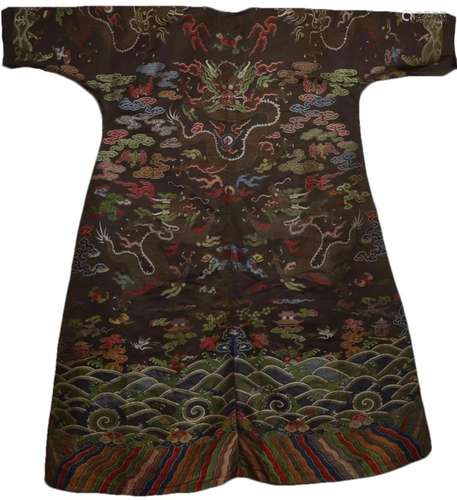 An Embroidered Clouds and Dragon Robe Qianlong Period