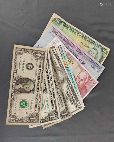 Bill Lot, 8 bills, USA, Dominican Republic, Peru, …