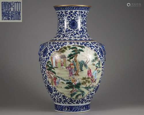 A Famille Rose Zun Vase Qing Dyn.