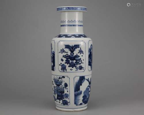 A Blue and White Mallet Vase Qing Dyn.