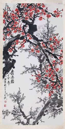 A Chinese Scroll Painting By Guan Shanyue