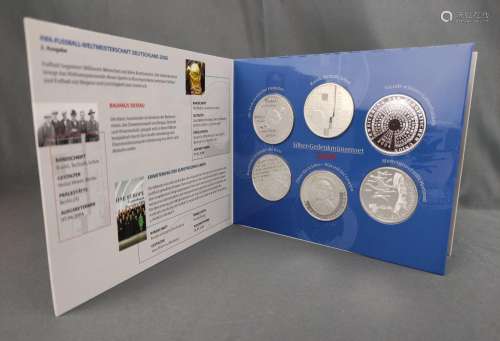 Silver commemorative coin set, FRG, 2004, with 6x1…