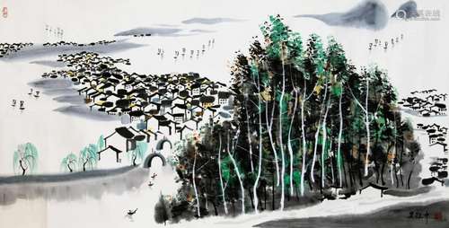 A Chinese Painting By Wu Guanzhong on Paper Album