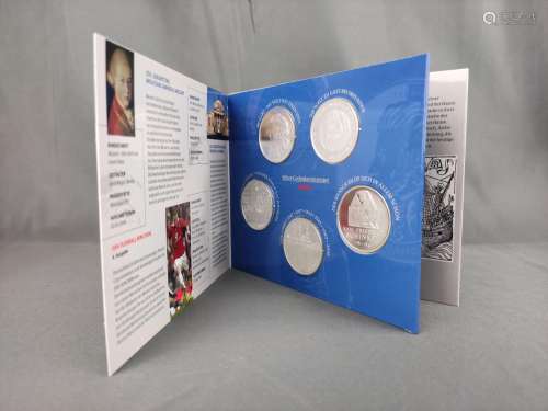 Silver commemorative coin set, FRG, 2006, with 5x1…