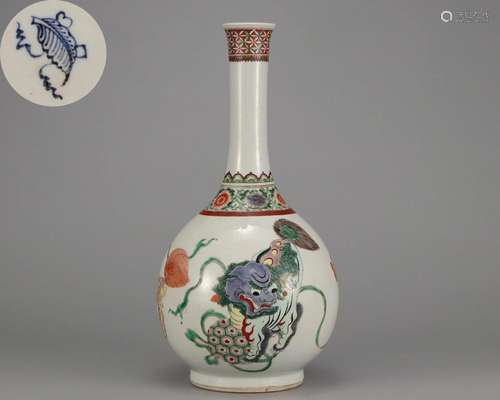 A Famille Verte Bottle Vase Qing Dyn.