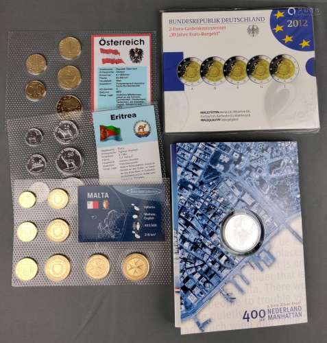 Coin lot, 5 parts, consisting of 3 coin sets (Erit…