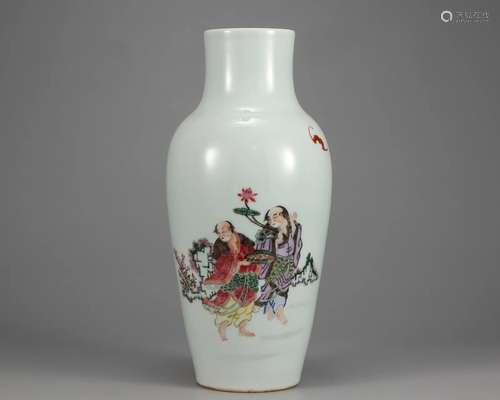 A Famille Rose Figural Story Vase Qing Dyn.