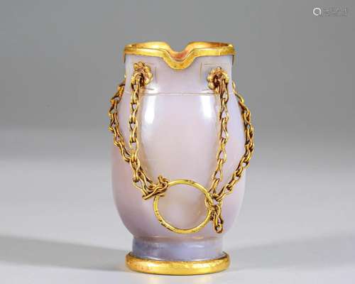 A Bronze-gilt Mounted Agate Container Han Dyn.