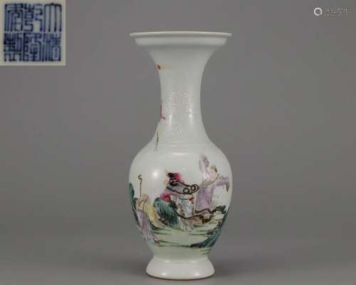 A Famille Rose Figural Story Vase Qing Dyn.