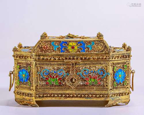 A Bronze-gilt Box with Cover Qing Dyn.