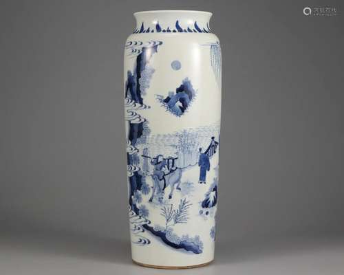 A Blue and White Sleeve Vase Qing Dyn.