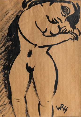 Willy Robert Huth (Erfurt 1890 - Berlin 1977). Standing Nude...